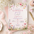 Editable Garden Birthday Invitation Canva Template, Floral Girls Cute Fun DIY Sweet Chic Kids Teen Party Invite, Printable Digital Download.