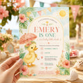 Editable Floral Birthday Invitation Canva Template, Pink Yellow Girls Kids Cute Fun DIY Sweet Chic Party Invite, Printable Digital Download.