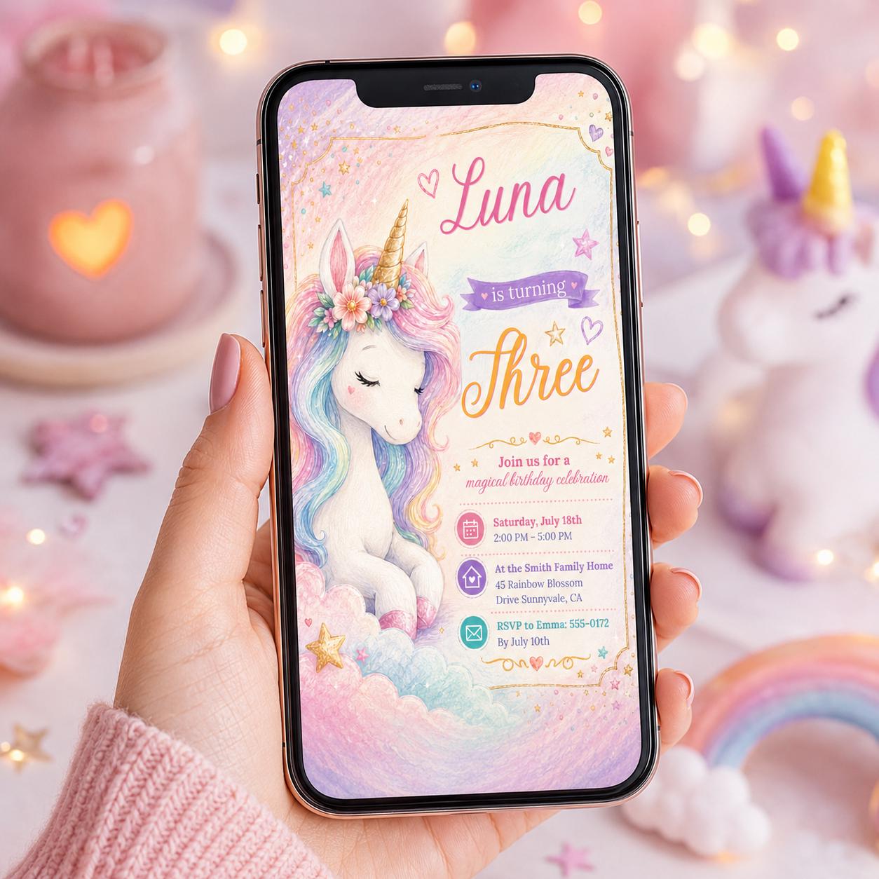 Editable Princess Birthday Invitation Canva Template, Pastel Girls Cute Modern Fun Themed DIY Chic Party Invite, Printable Digital Download.