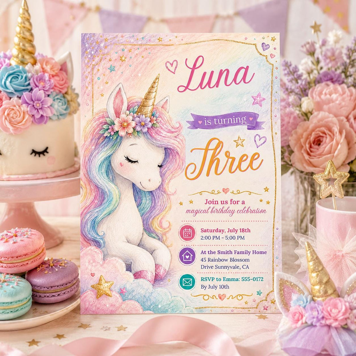 Editable Princess Birthday Invitation Canva Template, Pastel Girls Cute Modern Fun Themed DIY Chic Party Invite, Printable Digital Download.