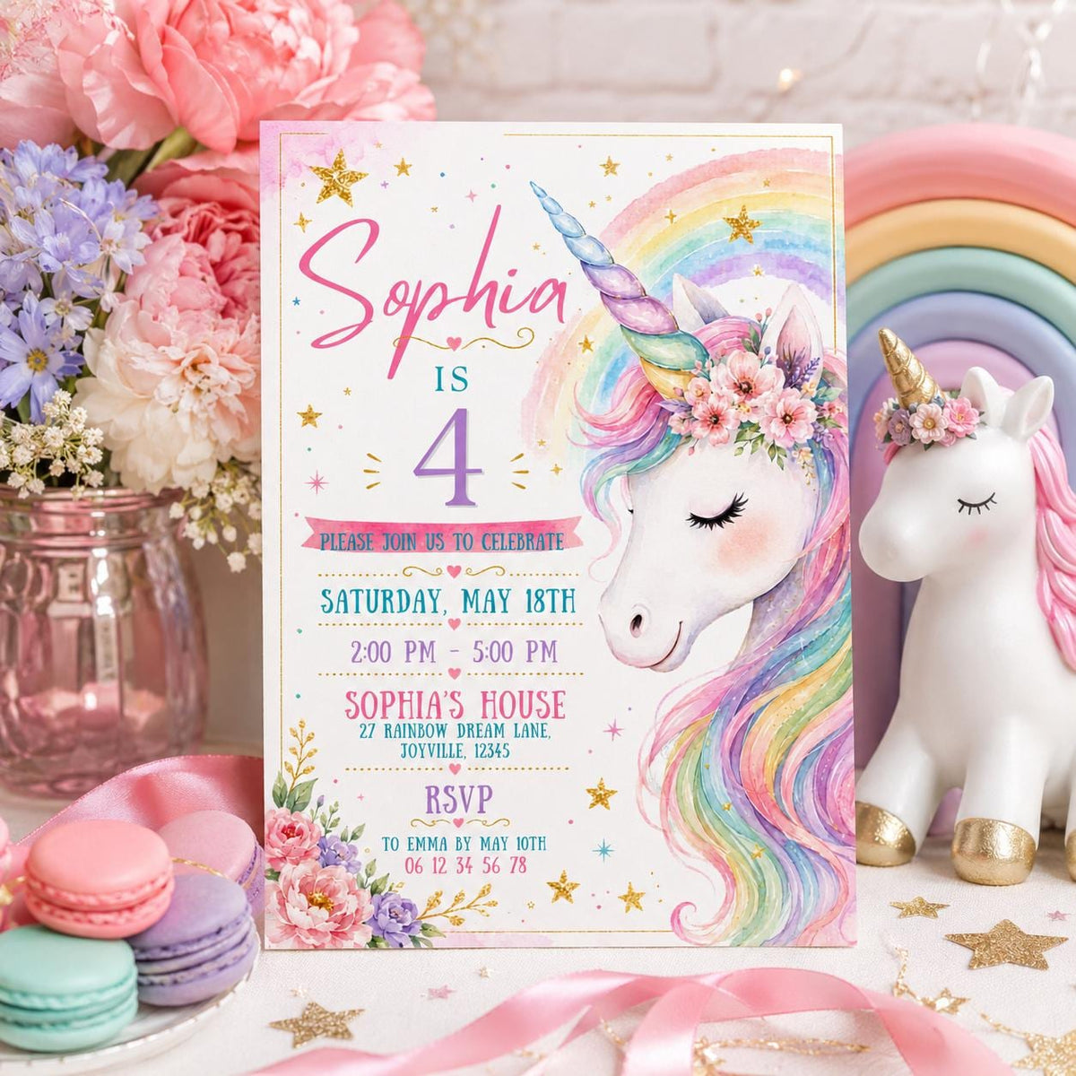 Editable Princess Birthday Invitation Canva Template, Pastel Girls Cute Modern Fun Themed DIY Chic Party Invite, Printable Digital Download.