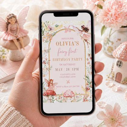 Editable Fairy Garden Birthday Invitation Canva Template, Girls Kids Fairy Cute Fun DIY Sweet Chic Party Invite, Printable Digital Download.