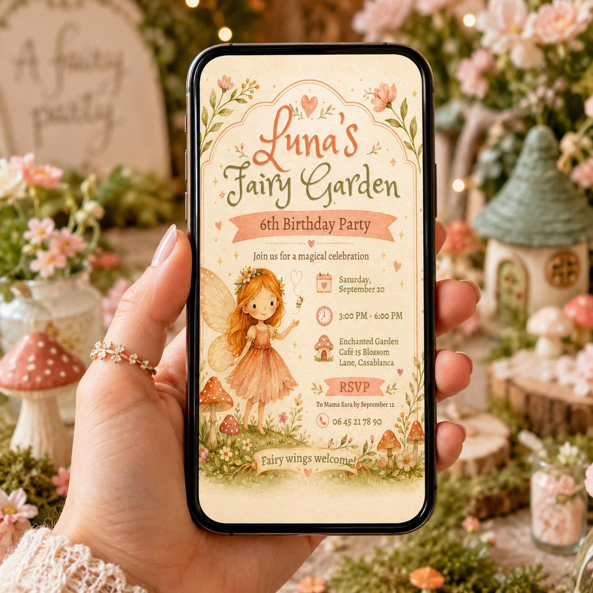 Editable Fairy Garden Birthday Favor Canva Template, Floral Girls Kids Fairy Cute Modern Fun Themed DIY Sweet Printable Digital Party Favor.