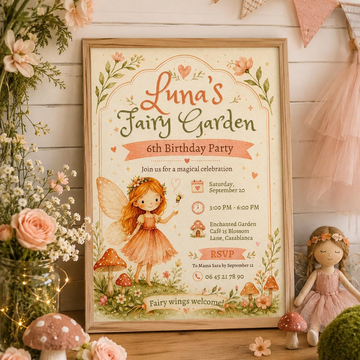 Editable Fairy Garden Birthday Favor Canva Template, Floral Girls Kids Fairy Cute Modern Fun Themed DIY Sweet Printable Digital Party Favor.