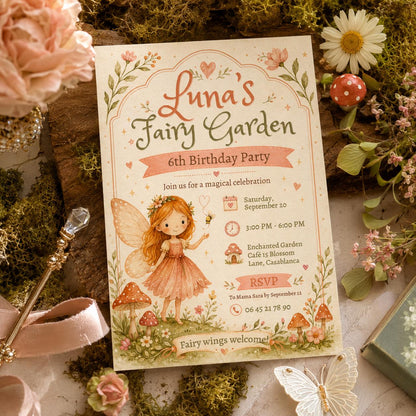 Editable Fairy Garden Birthday Favor Canva Template, Floral Girls Kids Fairy Cute Modern Fun Themed DIY Sweet Printable Digital Party Favor.