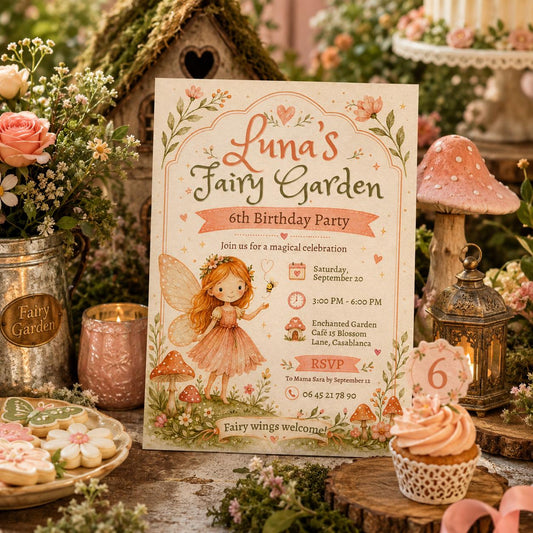 Editable Fairy Garden Birthday Favor Canva Template, Floral Girls Kids Fairy Cute Modern Fun Themed DIY Sweet Printable Digital Party Favor.