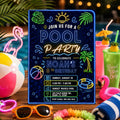 Editable Pool Birthday Invitation Canva Template, Pink Girls Teens Bow Cute Fun DIY Chic Kids Teen Party Invite, Printable Digital Download.
