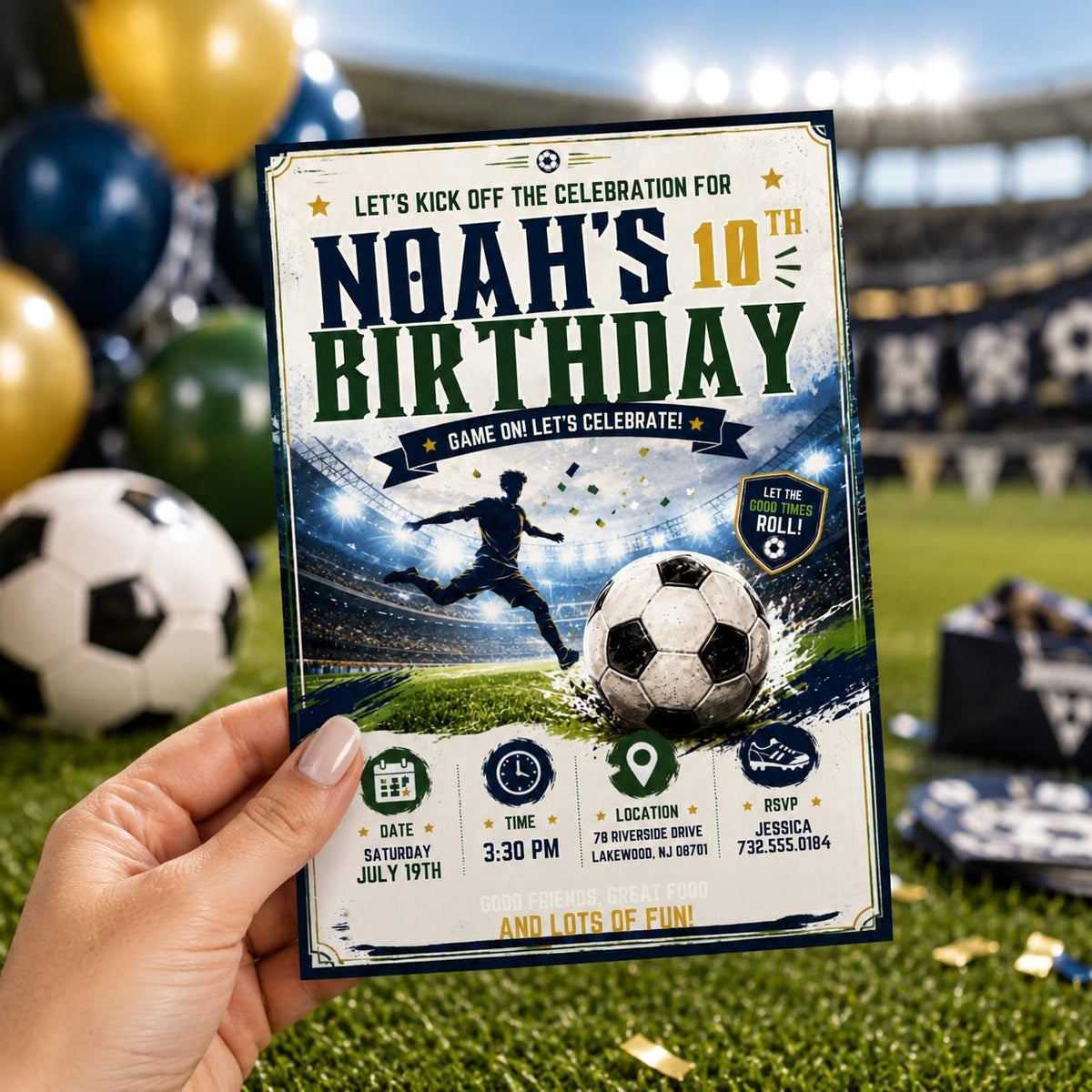Editable Football Birthday Invitation Canva Template, Boys Kids Cute Fun DIY Sweet Chic Teen Tween Party Invite, Printable Digital Download.
