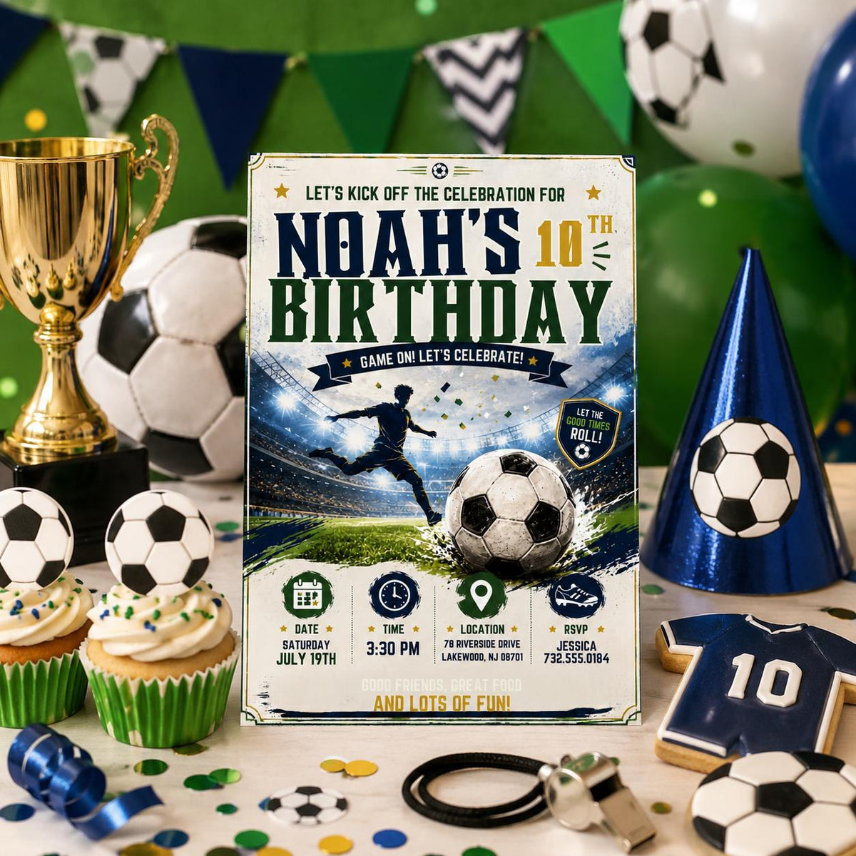 Editable Football Birthday Invitation Canva Template, Boys Kids Cute Fun DIY Sweet Chic Teen Tween Party Invite, Printable Digital Download.