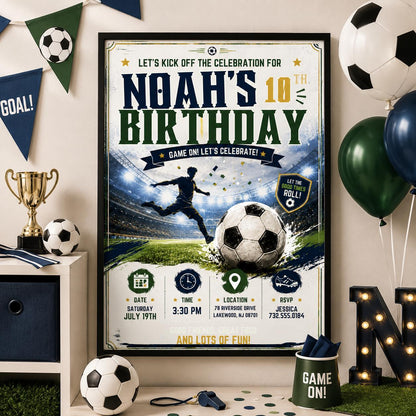 Editable Football Birthday Invitation Canva Template, Boys Kids Cute Fun DIY Sweet Chic Teen Tween Party Invite, Printable Digital Download.
