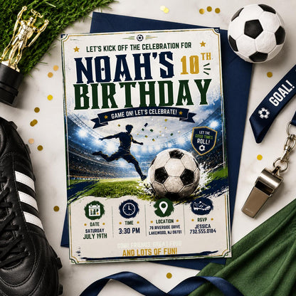 Editable Football Birthday Invitation Canva Template, Boys Kids Cute Fun DIY Sweet Chic Teen Tween Party Invite, Printable Digital Download.