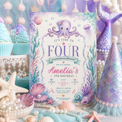 Editable Coastal Birthday Invitation Canva Template, Blue White Teens Adult Cute Fun DIY Chic Kids Party Invite, Printable Digital Download.