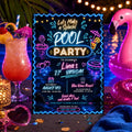 Editable Pool Birthday Invitation Canva Template, Floral Girls Teens Pool Cute Modern Fun DIY Chic Party Invite, Printable Digital Download.