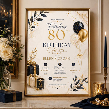 Editable Floral Birthday Invitation Canva Template, Blush Girls Adult Cute Fun DIY Sweet Chic Kids Party Invite, Printable Digital Download.