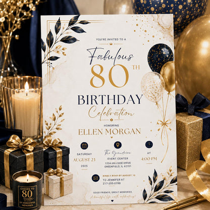 Editable Floral Birthday Invitation Canva Template, Blush Girls Adult Cute Fun DIY Sweet Chic Kids Party Invite, Printable Digital Download.