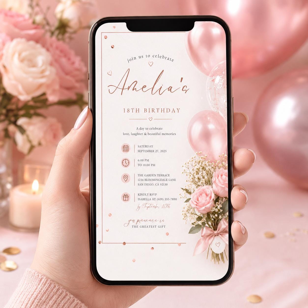 Editable Pink Bow Baby Shower Sign Canva Template, Luxury Floral Girls Kids Bow Cute Modern Fun DIY Chic Teen Printable Digital Party Decor.