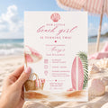 Editable Beach Baby Shower Invitation Canva Template, Pink Girls Kids Beach Cute Fun DIY Chic Teen Party Invite, Printable Digital Download.