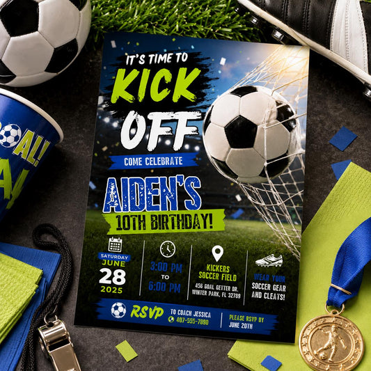 Editable Football Birthday Invitation Canva Template, Boys Kids Cute Fun DIY Sweet Chic Teen Tween Party Invite, Printable Digital Download.