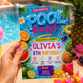 Editable Pool Birthday Invitation Canva Template, Girls Pool Cute Modern Fun Themed DIY Sweet Chic Party Invite, Printable Digital Download.