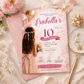 Editable Elegant Birthday Invitation Canva Template, Pink Girls Adult Cute Fun DIY Sweet Chic Kids Party Invite, Printable Digital Download.