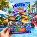 Editable Pool Birthday Invitation Canva Template, Pool Cute Modern Fun Themed Custom DIY Chic Kids Party Invite, Printable Digital Download.
