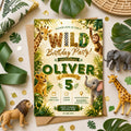 Editable Jungle Safari Birthday Invitation Canva Template, Neon Cute Kids Safari Fun DIY Chic Teen Party Invite, Printable Digital Download.