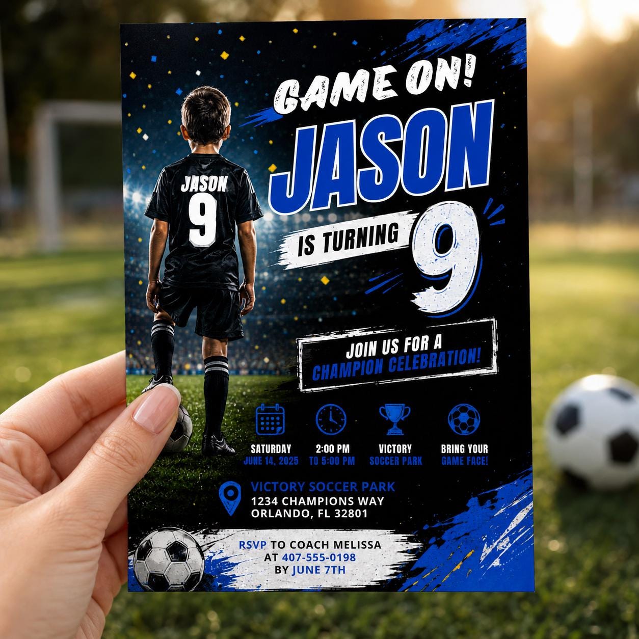 Editable Football Birthday Invitation Canva Template, Boys Kids Cute Fun DIY Sweet Chic Teen Tween Party Invite, Printable Digital Download.