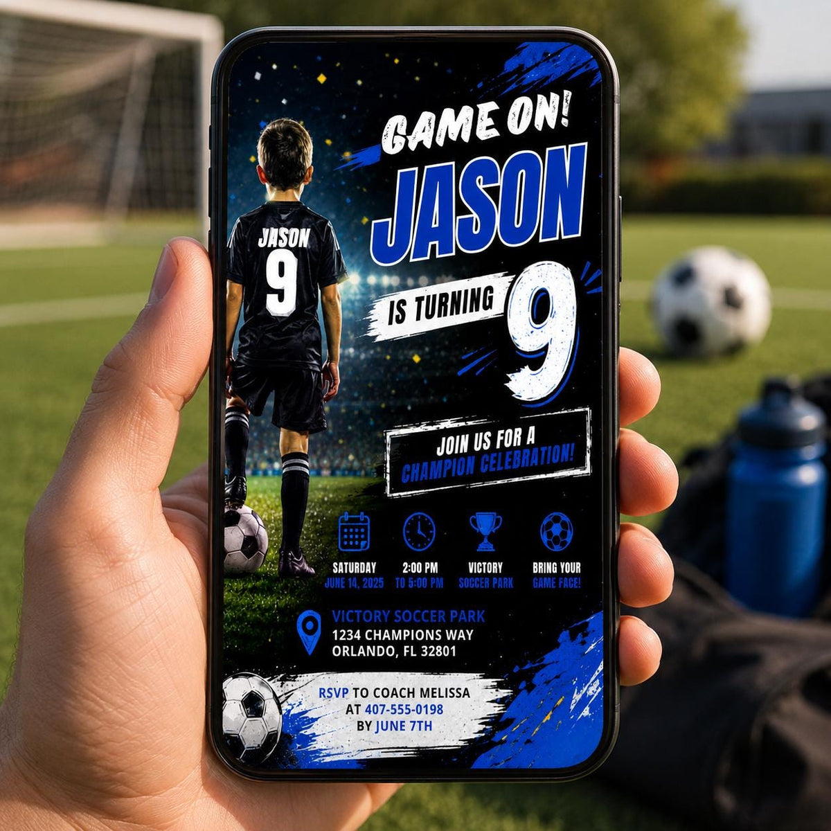 Editable Football Birthday Invitation Canva Template, Boys Kids Cute Fun DIY Sweet Chic Teen Tween Party Invite, Printable Digital Download.