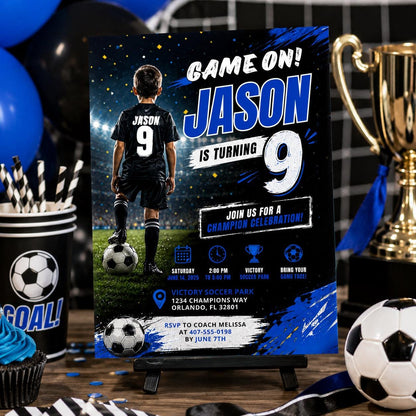 Editable Football Birthday Invitation Canva Template, Boys Kids Cute Fun DIY Sweet Chic Teen Tween Party Invite, Printable Digital Download.