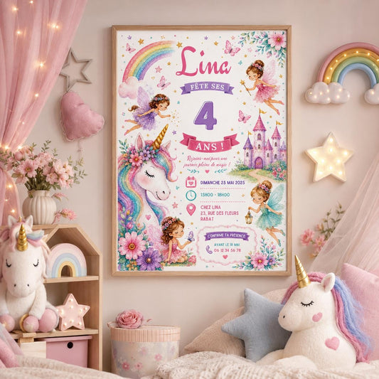Editable Neon Glow Birthday Invitation Canva Template, Pastel Rainbow Girls Neon Cute Fun DIY Chic Party Invite, Printable Digital Download.