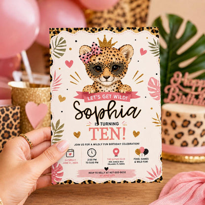 Editable Animal Birthday Invitation Canva Template, Girls Kids Cute Modern Fun DIY Sweet Chic Teen Party Invite, Printable Digital Download.