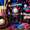 Editable Baseball Drip Birthday Invitation Canva Template, Cream Boys Kids Cute Fun DIY Sweet Chic Party Invite, Printable Digital Download.