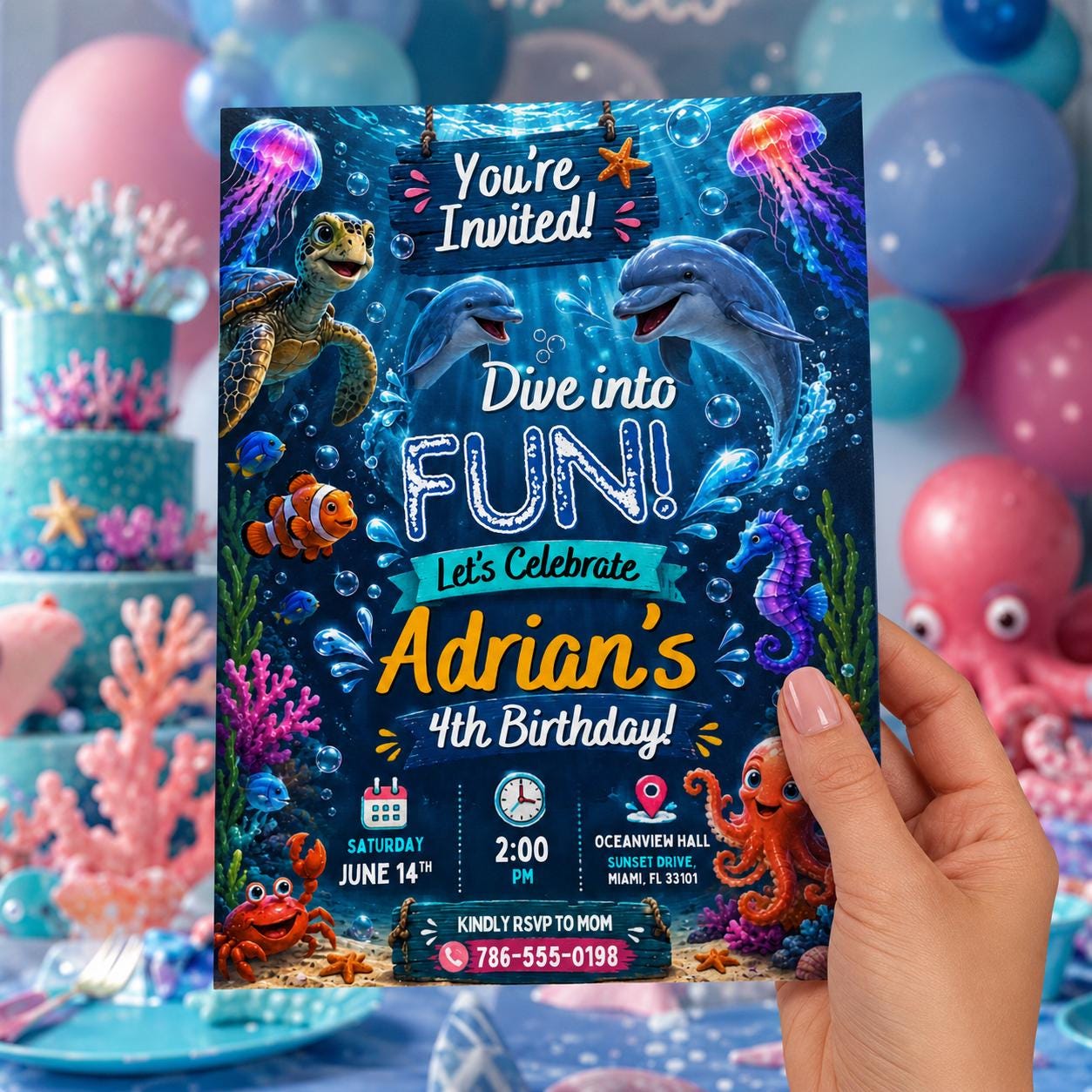 Editable Pool Birthday Invitation Canva Template, Summer Cute Modern Fun Themed DIY Chic Kids Teen Party Invite, Printable Digital Download.