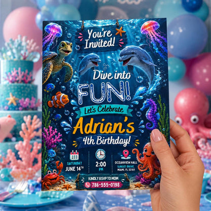 Editable Pool Birthday Invitation Canva Template, Summer Cute Modern Fun Themed DIY Chic Kids Teen Party Invite, Printable Digital Download.
