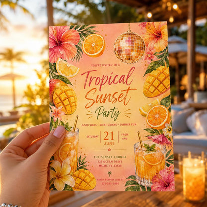 Editable Disco Party Invitation Canva Template, Pink Orange Yellow Girls Adult Cute Fun DIY Sweet Chic Kids Teen Printable Digital Download.