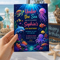 Editable Neon Glow Birthday Invitation Canva Template, Boys Neon Cute Fun DIY Sweet Chic Kids Teen Party Invite, Printable Digital Download.
