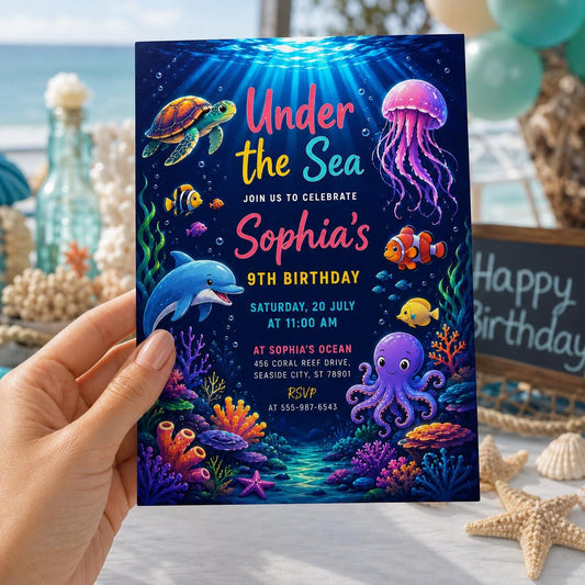Editable Neon Glow Birthday Invitation Canva Template, Boys Neon Cute Fun DIY Sweet Chic Kids Teen Party Invite, Printable Digital Download.