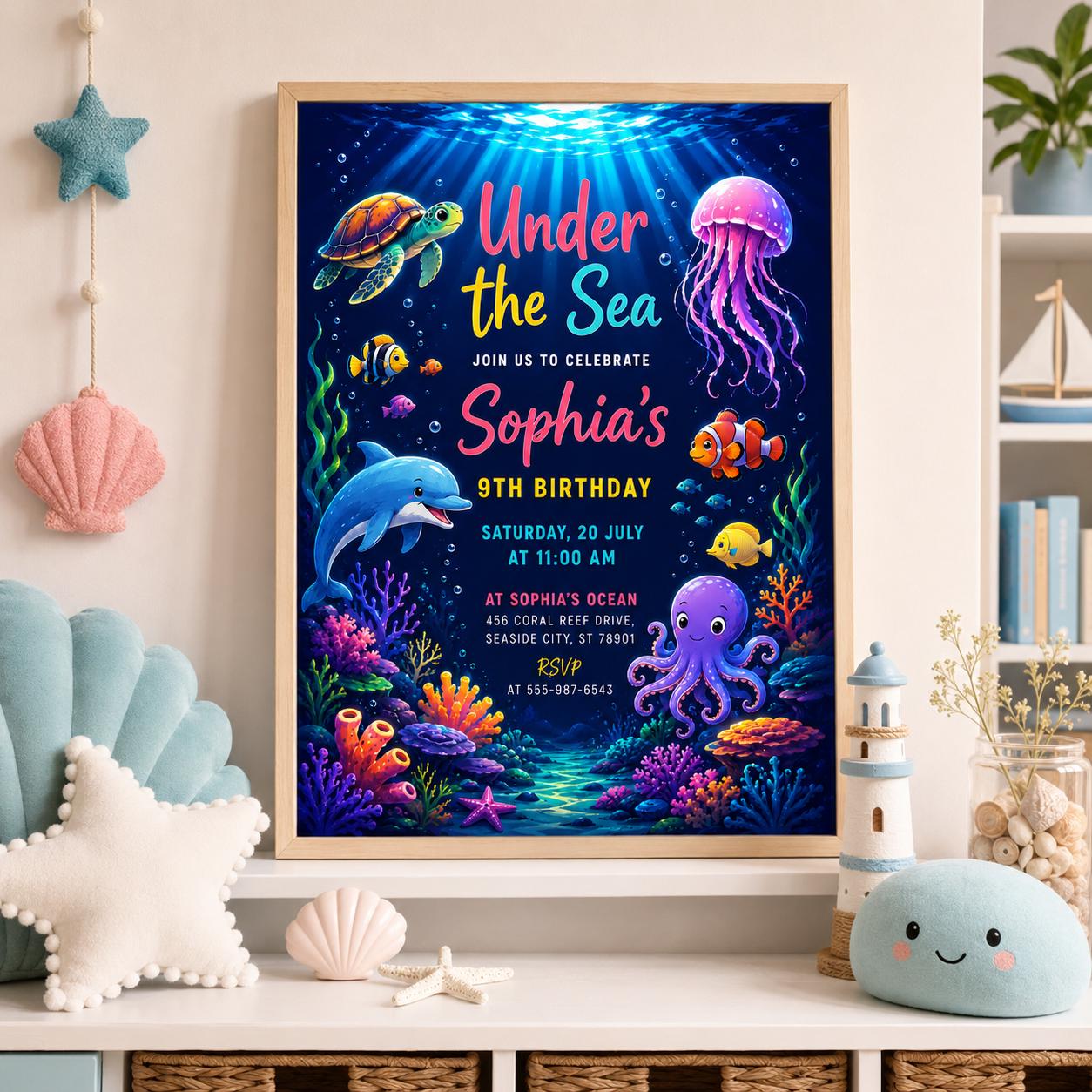 Editable Neon Glow Birthday Invitation Canva Template, Boys Neon Cute Fun DIY Sweet Chic Kids Teen Party Invite, Printable Digital Download.