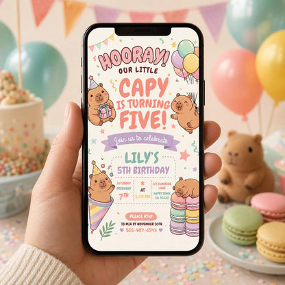 Editable Animal Birthday Invitation Canva Template, Pastel Cute Kids Fun DIY Sweet Chic Teen Tween Party Invite, Printable Digital Download.