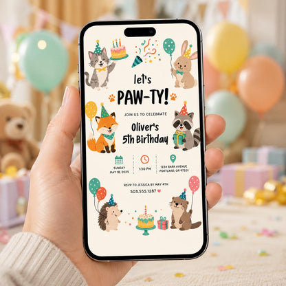 Editable Puppy Dog Birthday Invitation Canva Template, Cute Kids Any Age Puppy Modern Fun DIY Chic Party Invite, Printable Digital Download.