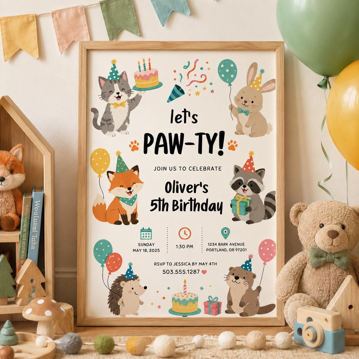 Editable Puppy Dog Birthday Invitation Canva Template, Cute Kids Any Age Puppy Modern Fun DIY Chic Party Invite, Printable Digital Download.