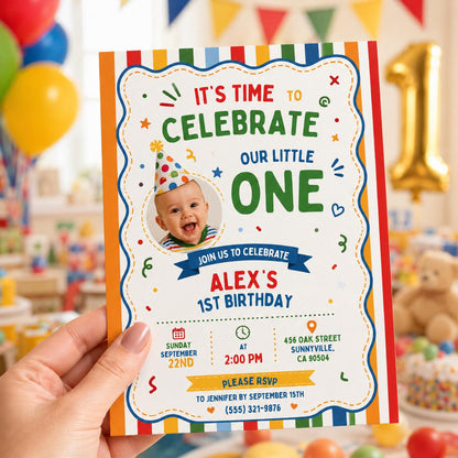 Editable Fun to Be One Birthday Invitation Canva Template, Boys Kids Cute Modern Fun DIY Chic Teen Party Invite, Printable Digital Download.