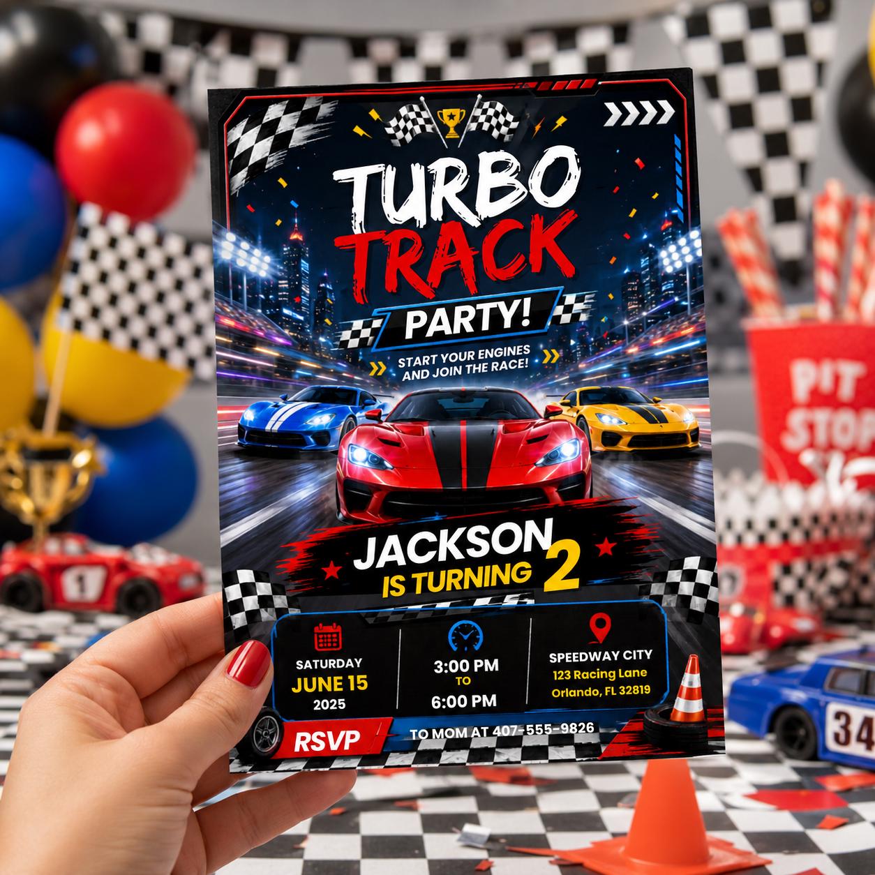 Editable Race Car Birthday Invitation Canva Template, Boys Kids Cute Fun DIY Sweet Chic Teen Tween Party Invite, Printable Digital Download.