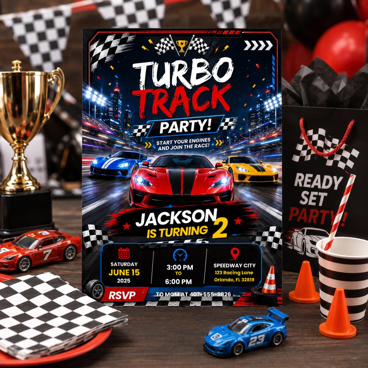 Editable Race Car Birthday Invitation Canva Template, Boys Kids Cute Fun DIY Sweet Chic Teen Tween Party Invite, Printable Digital Download.