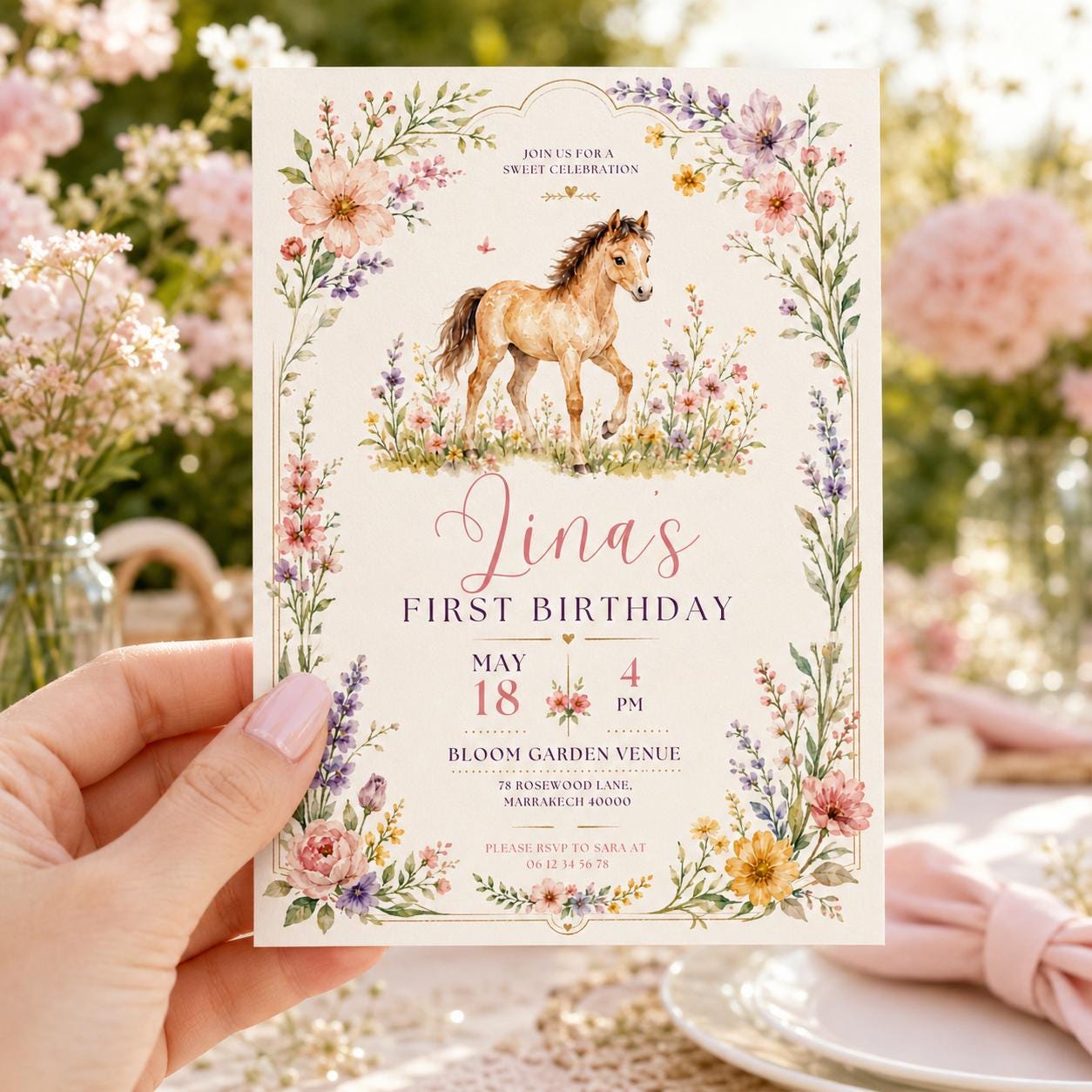 Editable Cowgirl Birthday Invitation Canva Template, Girls Kids Cute Fun DIY Sweet Chic Teen Tween Party Invite, Printable Digital Download.