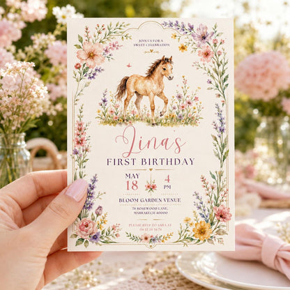 Editable Cowgirl Birthday Invitation Canva Template, Girls Kids Cute Fun DIY Sweet Chic Teen Tween Party Invite, Printable Digital Download.