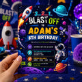 Editable Neon Glow Birthday Invitation Canva Template, Boys Neon Cute Fun DIY Sweet Chic Kids Teen Party Invite, Printable Digital Download.