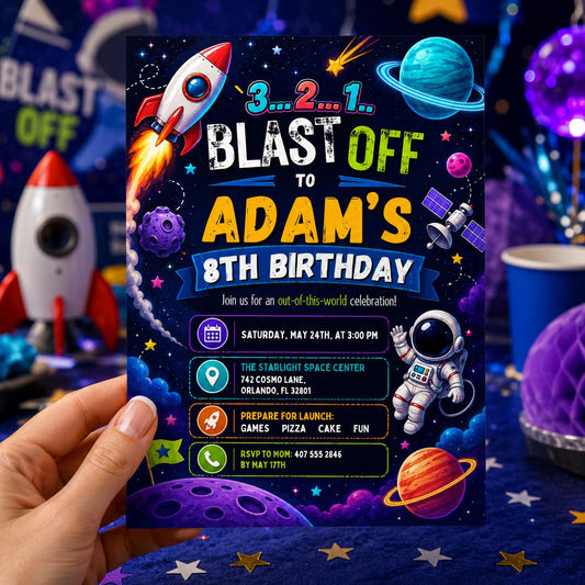 Editable Neon Glow Birthday Invitation Canva Template, Boys Neon Cute Fun DIY Sweet Chic Kids Teen Party Invite, Printable Digital Download.