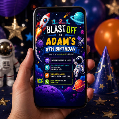 Editable Neon Glow Birthday Invitation Canva Template, Boys Neon Cute Fun DIY Sweet Chic Kids Teen Party Invite, Printable Digital Download.