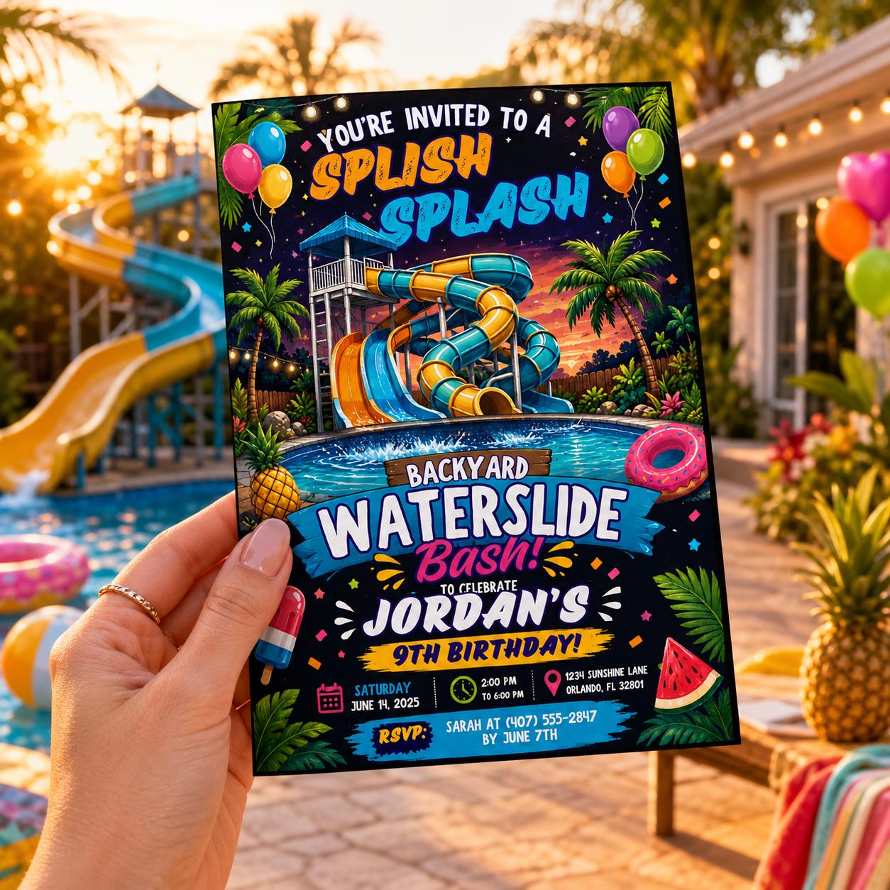 Editable Pool Birthday Invitation Canva Template, Pool Cute Modern Fun Themed Custom DIY Chic Kids Party Invite, Printable Digital Download.